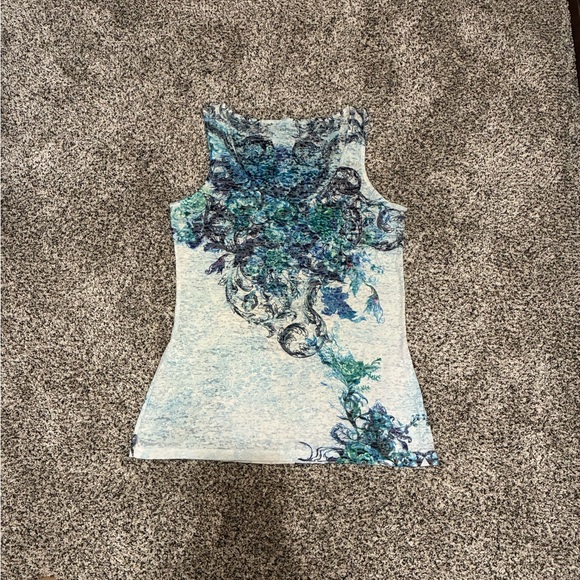 Express Tops - Express Printed Scoop Neck Sheer Tank Top, size M